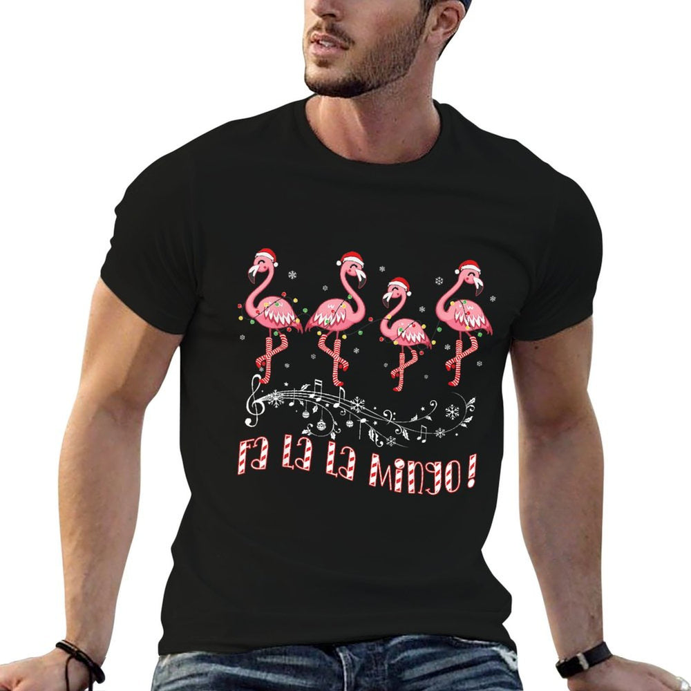 Candy Cane Flamingoes Fa La La MINGO Flamingo Christmas  Lightweight T-Shirt
