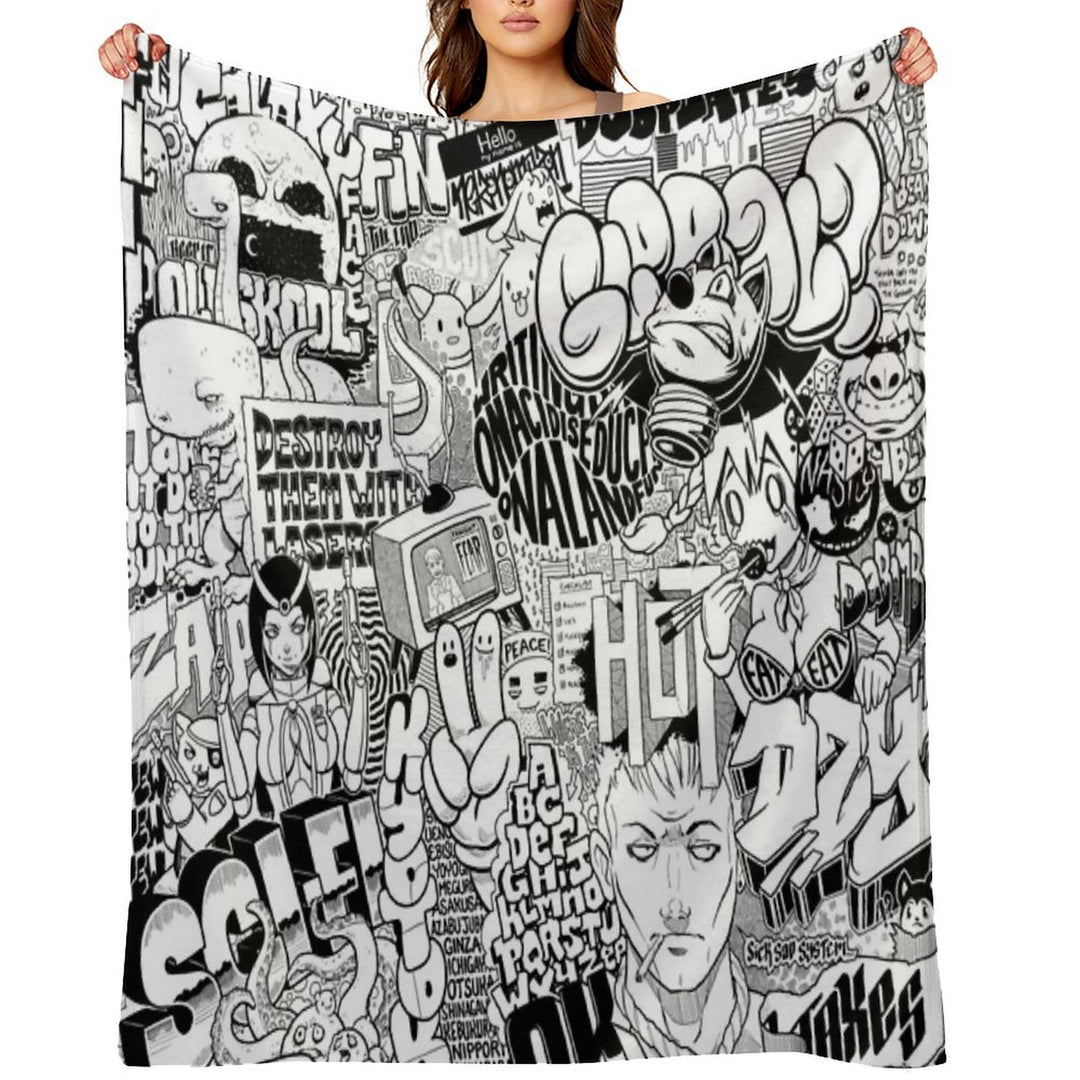 DzyMess No.9 Death & Taxes Sustainable Throw Blanket
