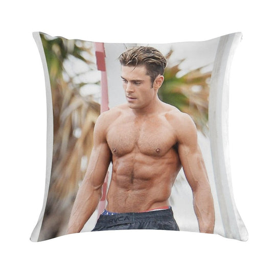 Zac Efron Soft Washable Throw Pillow