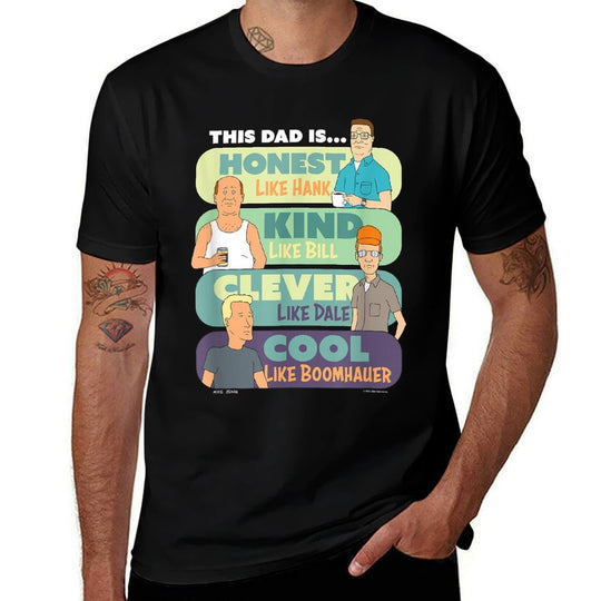 King Of The Hill Fathers Day This Dad Is Honest Title Logos  Oversized Silhouette T-Shirt