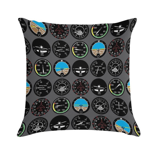 Flight Instruments Soft Decorative Cover Throw Pillow