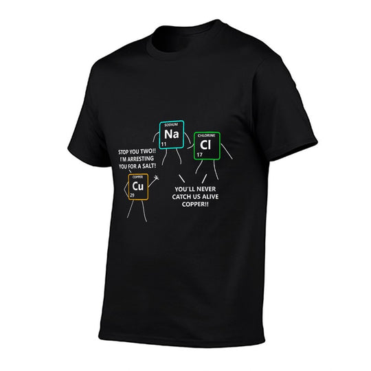 Salt And Copper Periodic Table Police Pun Chemistry T  High-quality Stitching T-Shirt