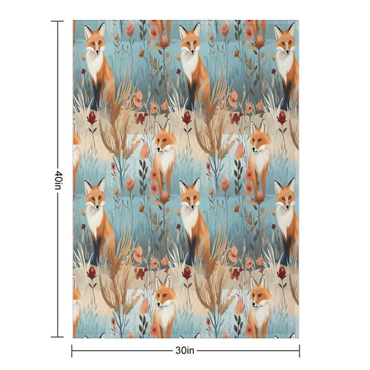 Fox Pattern Velvety-soft Throw Blanket