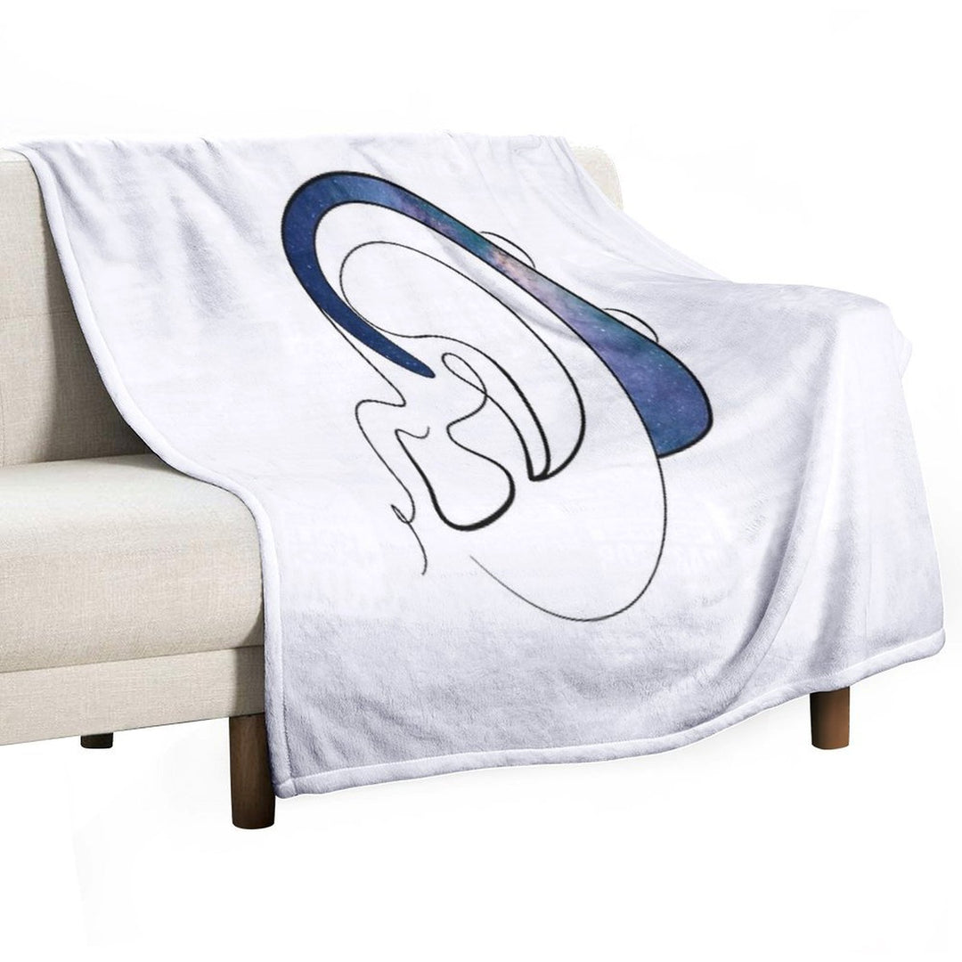 Copy of Hearing Aid Line Art with Blue Sky And Clouds Versatility Throw Blanket