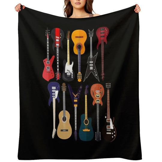 Musician Different Types Of Guitar Compact Throw Blanket