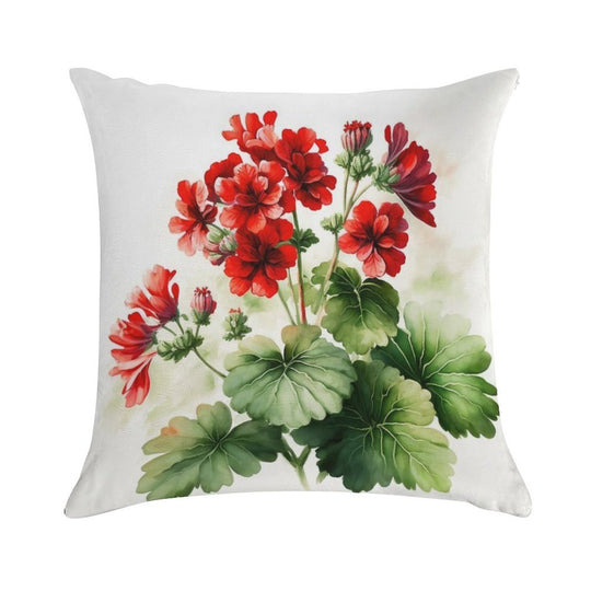 Red Geranium Flowers Soft Style Accent Throw Pillow