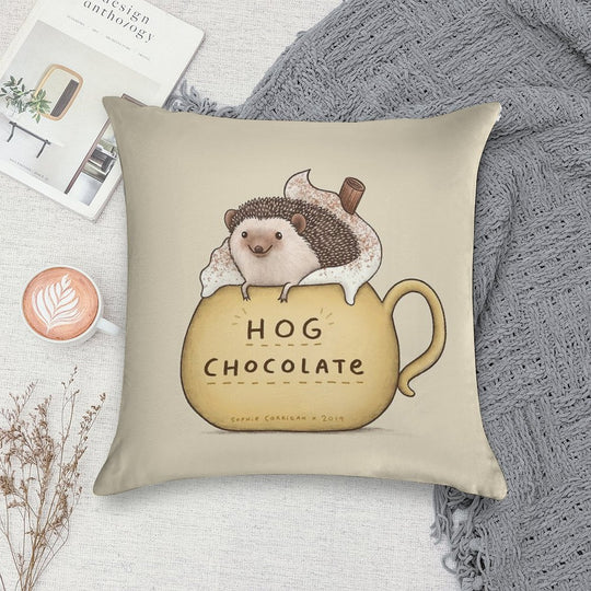 Hog Chocolate Soft Decorative Cover Throw Pillow