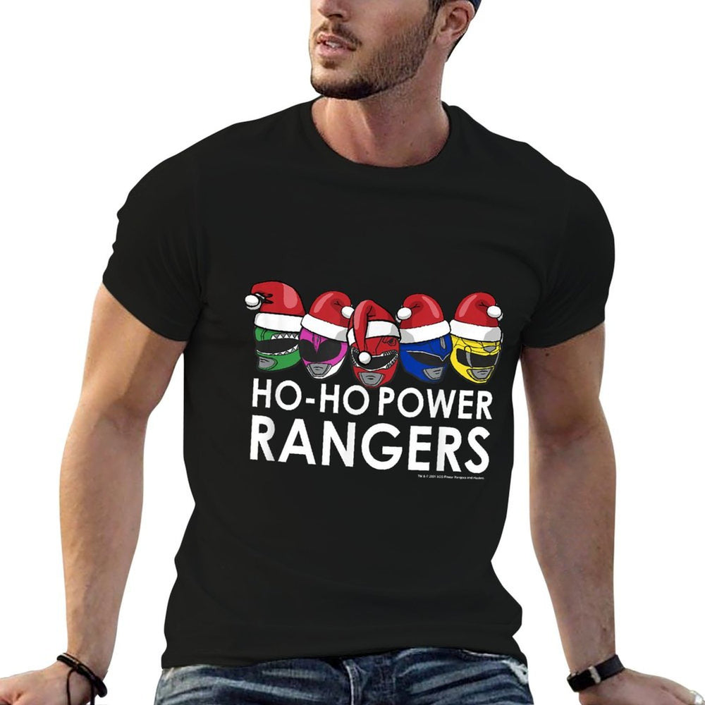 Power Rangers Christmas Group Shot Line Up Ho-Ho Rangers  Polyester Blend T-Shirt