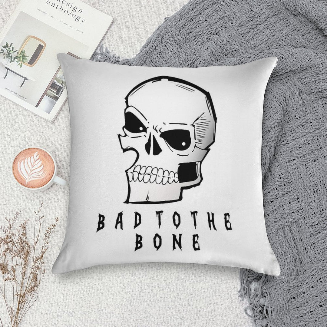 “Bad to The Bone – Gothic Rock Rebel Skull” Soft Reinforced Edging Throw Pillow