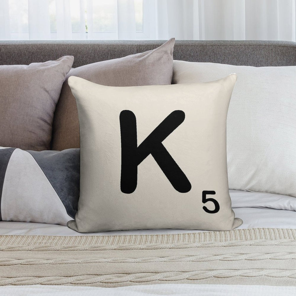 Scrabble Tile K Soft Decorative Cover Throw Pillow