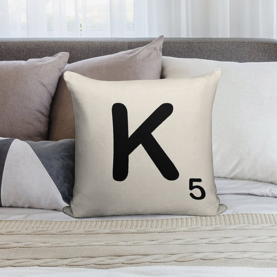 Scrabble Tile K Soft Decorative Cover Throw Pillow