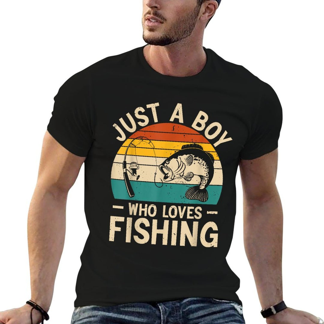 Funny Fishing For Kids Boys Fisherman Bass Fish  High-quality Stitching T-Shirt
