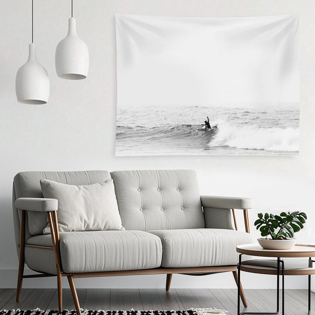 Surfer on Wave in Open Ocean Tapestry