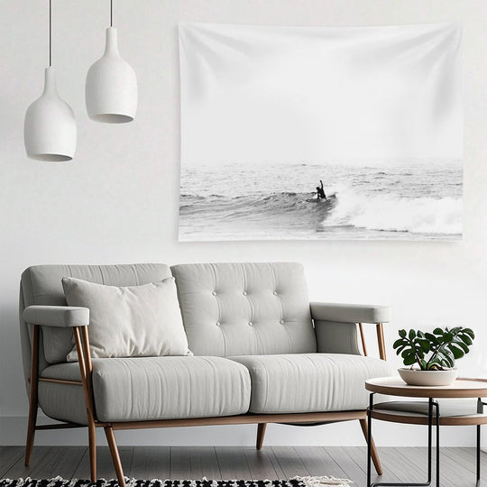 Surfer on Wave in Open Ocean Tapestry