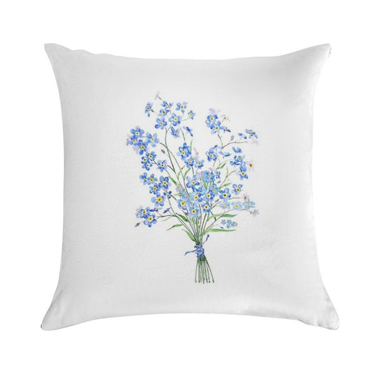 Hand Painted Forget Me Not Bouquet 2020 Soft Washable Throw Pillow