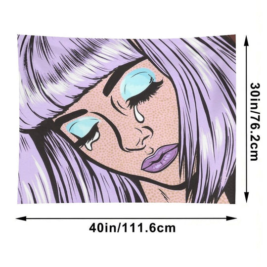 Lilac Bangs Crying Comic Girl Tapestry