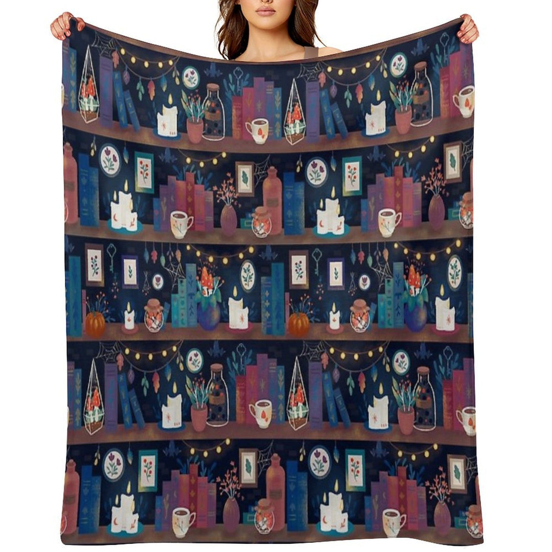 Whimsigothic Library Machine-washable Throw Blanket