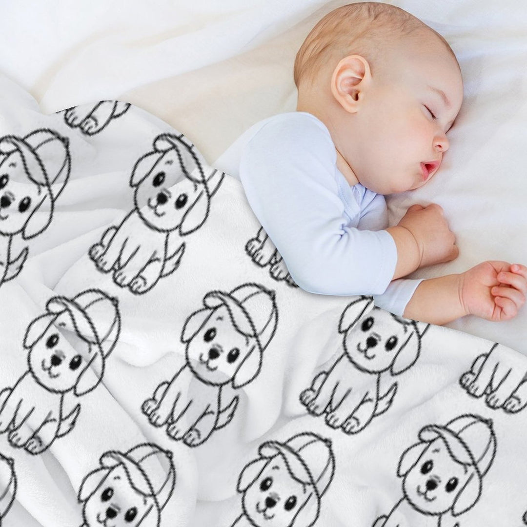Dog with Baseball Hat Premium Throw Blanket