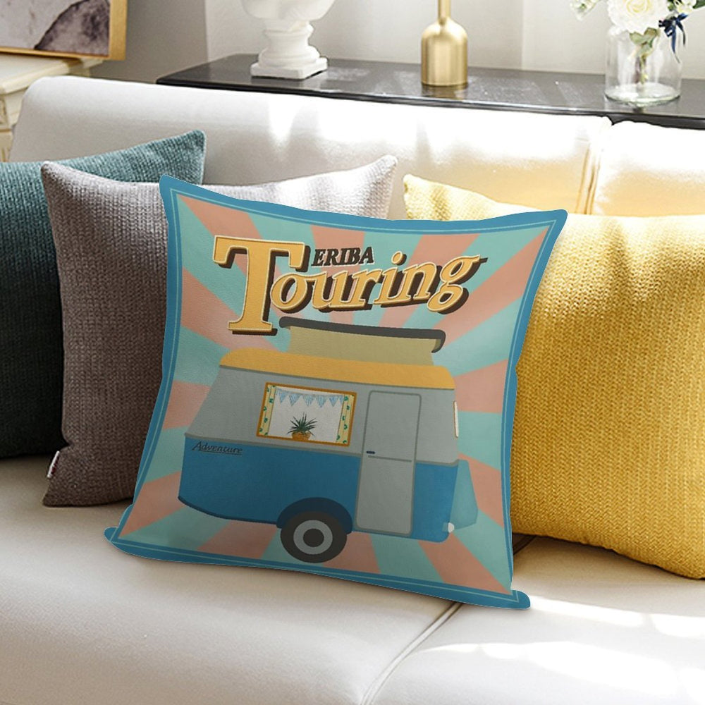 Vintage Touring Caravan Adventure Soft Warmth Comfort Throw Pillow