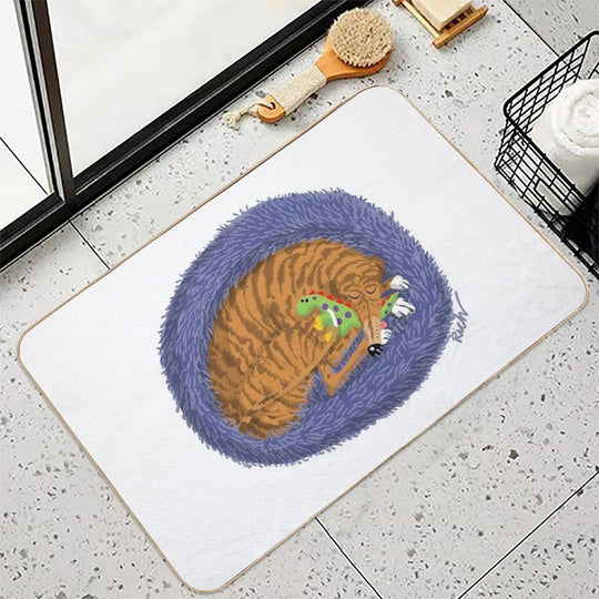 Snoozin' with A Dinosaur  Easy Maintenance Bath Mat
