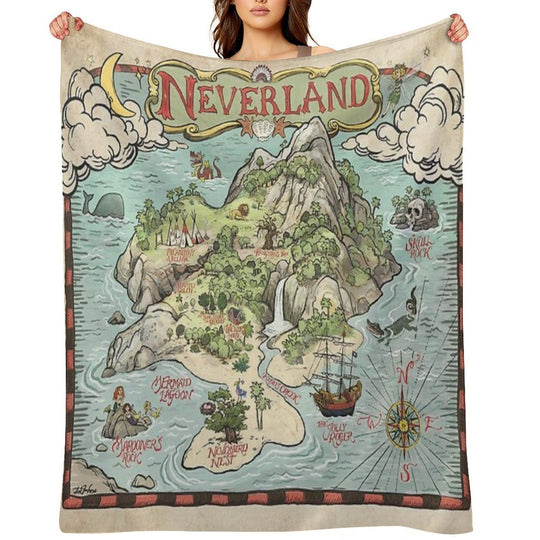 Neverland Map Machine-washable Throw Blanket