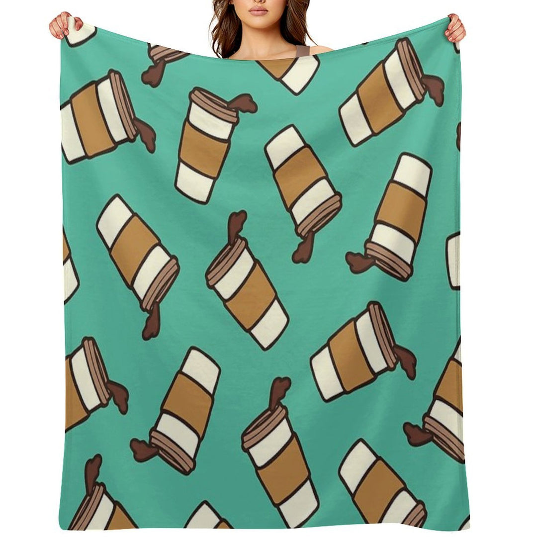Take It Away Coffee Pattern Easy Care Throw Blanket