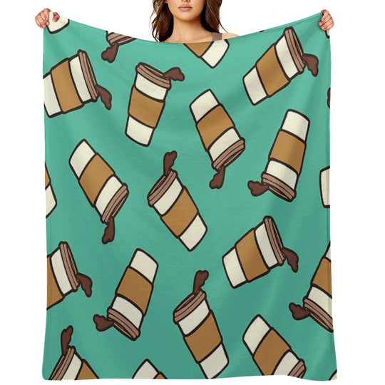 Take It Away Coffee Pattern Easy Care Throw Blanket