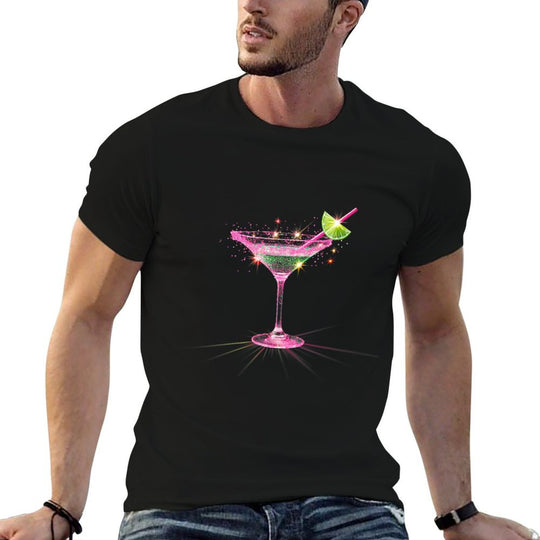 Womens Pink Martini with Lime Cocktail Party Drinking  Lightweight T-Shirt