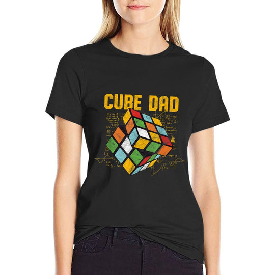 Puzzle Cube Dad Speed Cubing 80s Youth Vintage Math  Durable T-Shirt