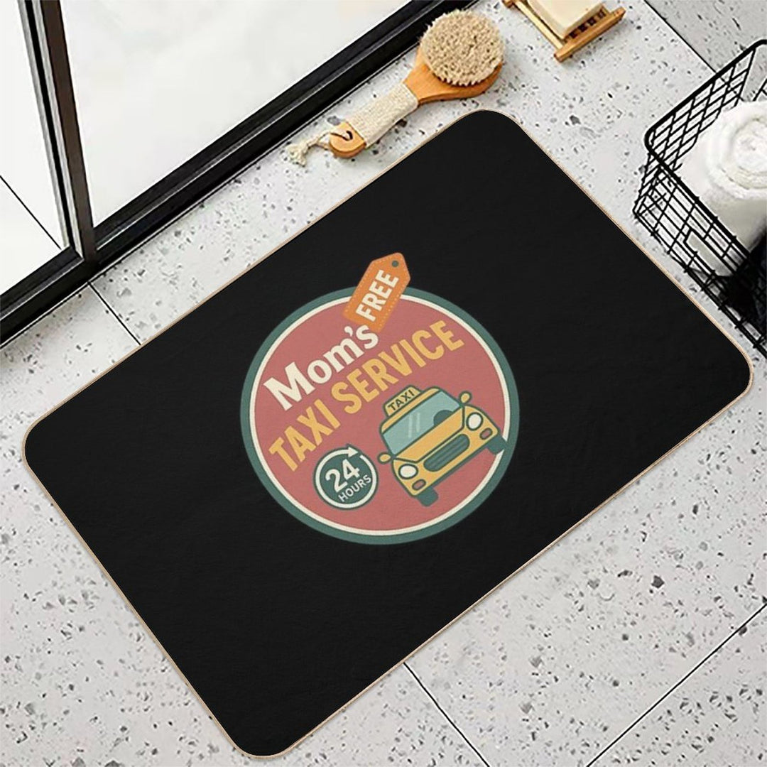 Mom’s Free Taxi Service – Funny Vintage Badge Design  Non-Slip Bath Mat