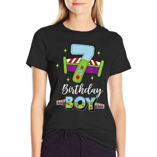 7th Birthday Party Toy Theme Boys Girls 7 Year Old Bday  Tagless Design T-Shirt