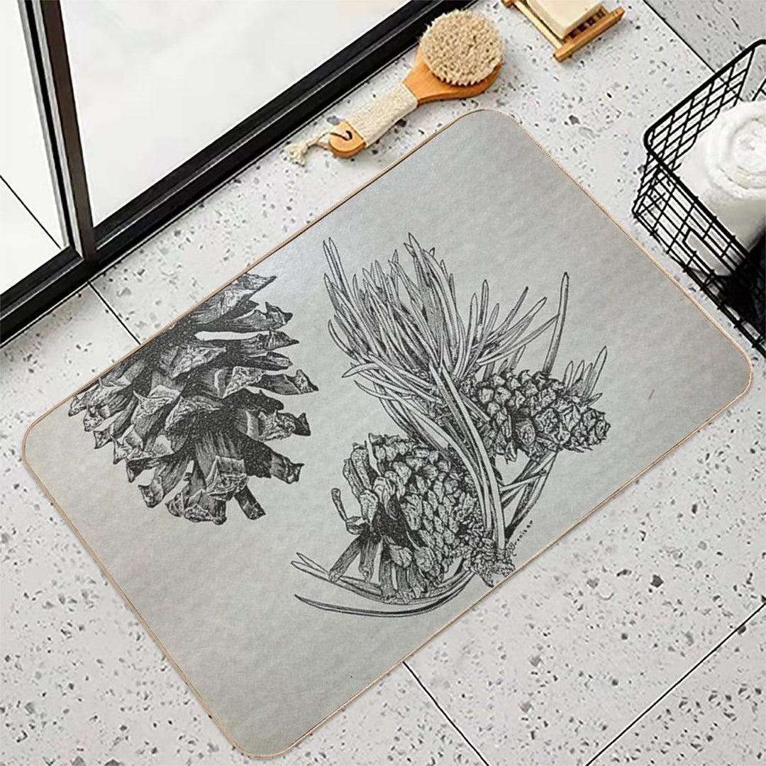 Long Pole Pine Vintage Plate  Repositionable Bath Mat