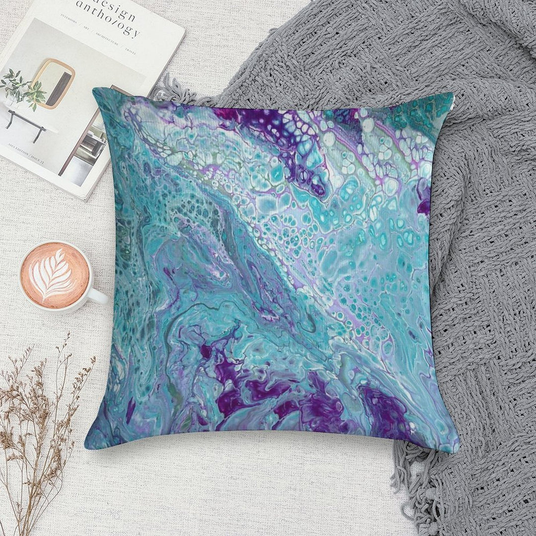 Turquoise And Purple Marble Soft Durable Construction Throw Pillow