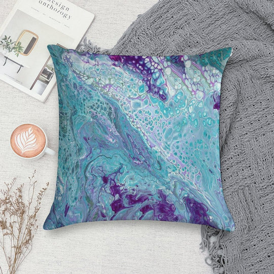 Turquoise And Purple Marble Soft Durable Construction Throw Pillow