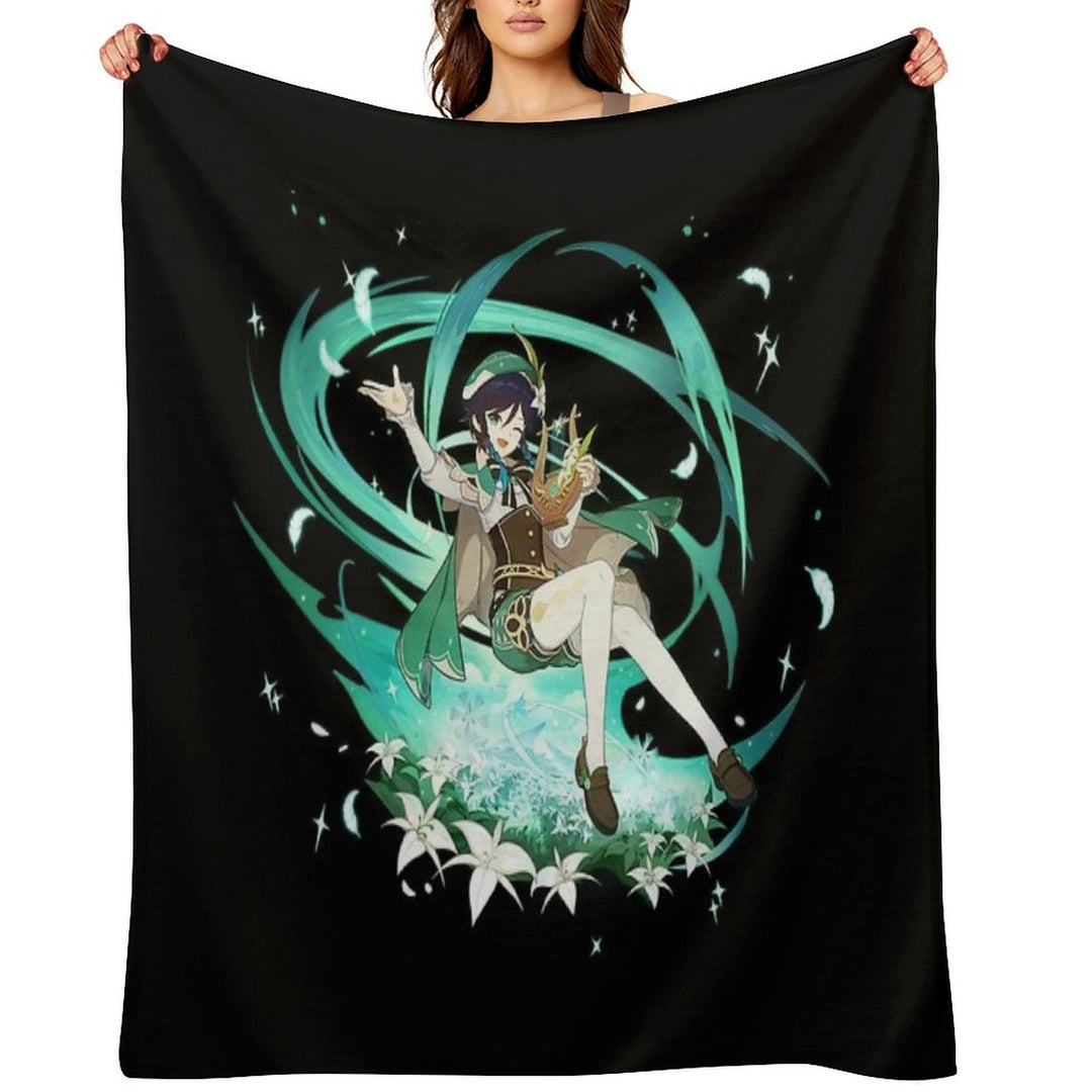 Genshin Impact - Venti Official Character Wish - Gacha Splash Art Sustainable Throw Blanket