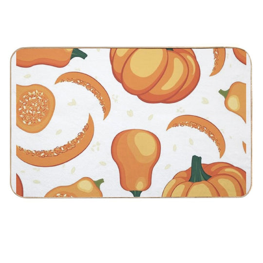 Fall Harvest Seamless Pattern with Pumpkins, Pumpkin Slices And Pumpkin Seeds  Toxin-Free Bath Mat