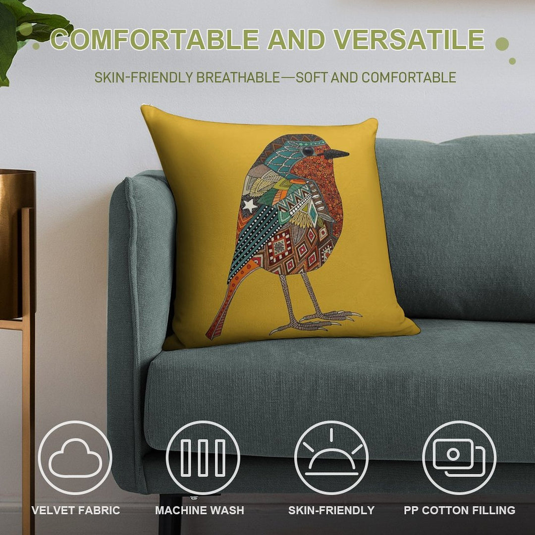 Robin Gold Soft Luxury Feel Throw Pillow