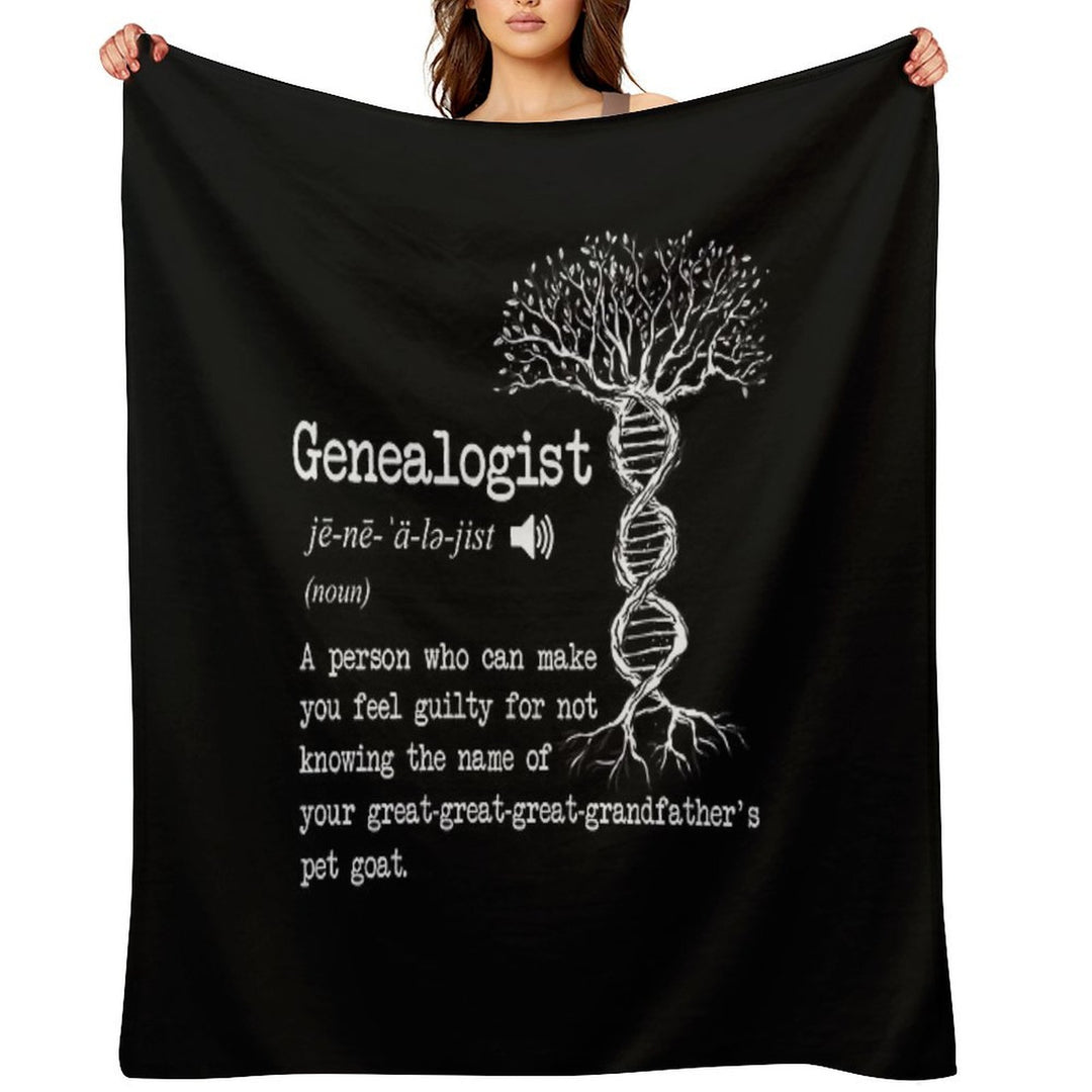 Funny Genealogist Definition Family Researcher History Tree Lineage Plush Throw Blanket