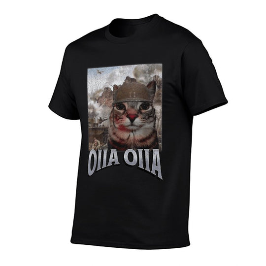 Oiia Oiia Funny Cat Meme Bootleg Graphic Men Women  Ribbed Collar T-Shirt