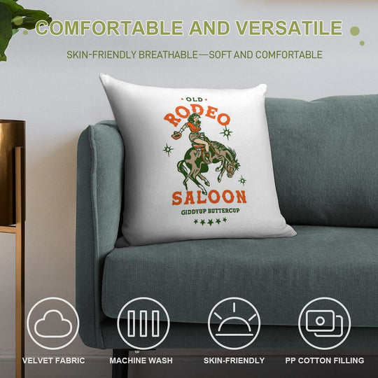 Old Rodeo Saloon Giddyup Buttercup. Vintage Cowgirl Pinup Soft Bedroom Essential Throw Pillow