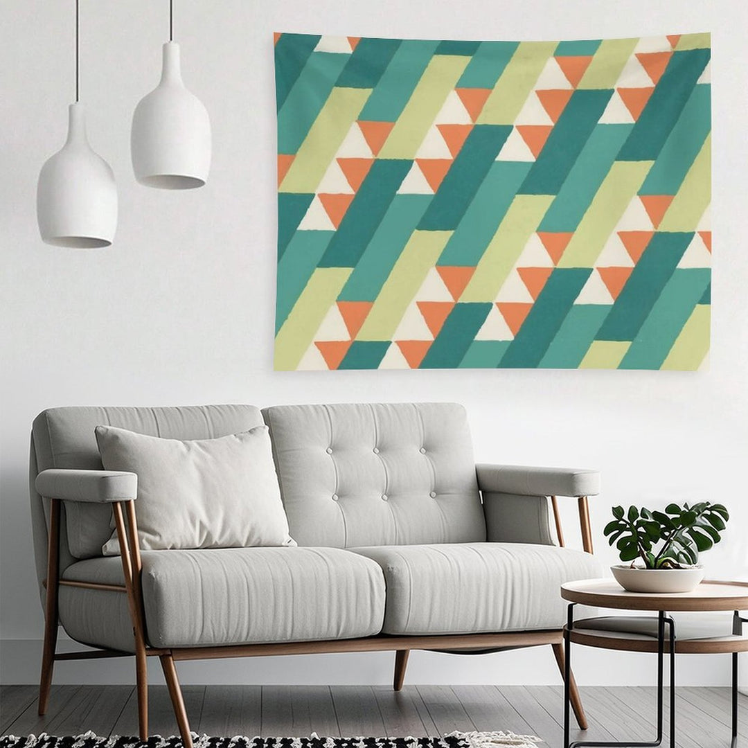 Diagonal Geometric Pattern – Vibrant Retro Style Tapestry