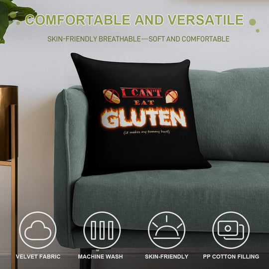 I Can't Eat Gluten It Makes My Tummy Hurt Gluten Intolerant Celiac Meme Soft Multiple Sizes Throw Pillow