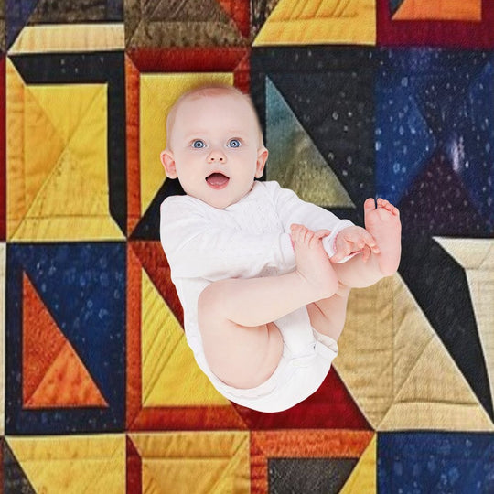 Block Quilt Pattern Gift-ready Throw Blanket