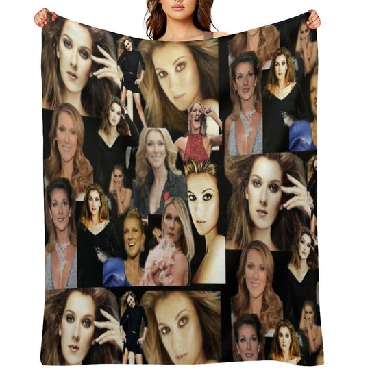 Celine Dion Collage Wrinkle-free Throw Blanket