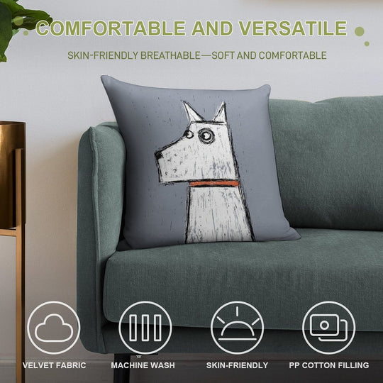 Arthur White Dog Soft Durable Construction Throw Pillow