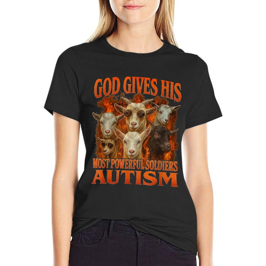 God Gives His Most Powerful Soldiers Autism Gen Z Meme Funny  Summer-ready Fabric T-Shirt