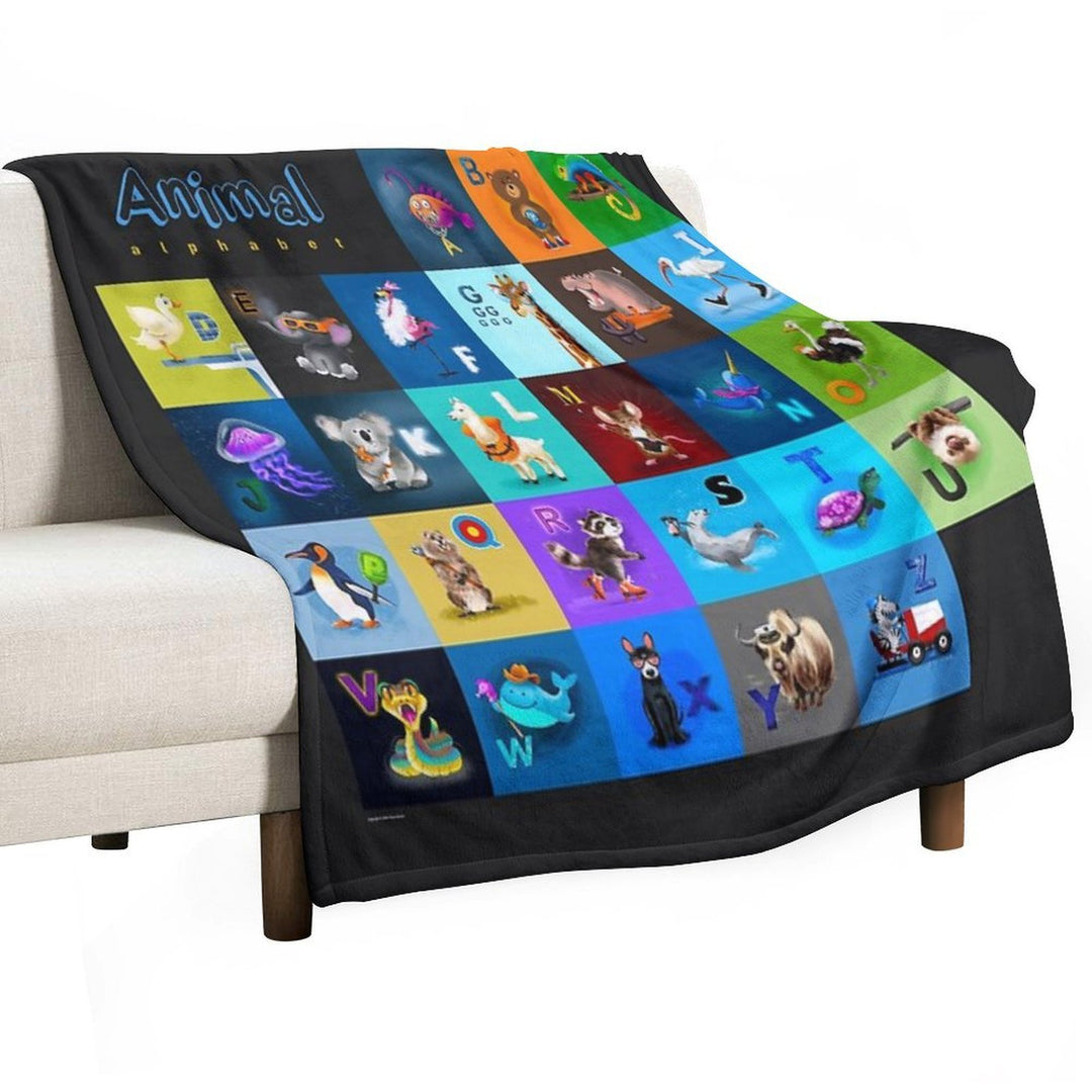 Animal Alphabet Anti-pilling Throw Blanket