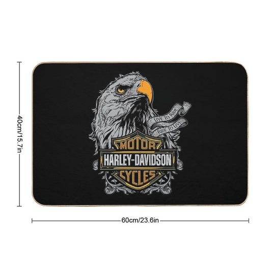 Halftone Vintage Essence, Timeless Motorcycle Spirit  Slip-Resistant Bath Mat