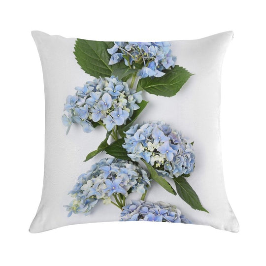 Bouquet of Blue Hydrangea Flowers Soft High-Density Material Throw Pillow