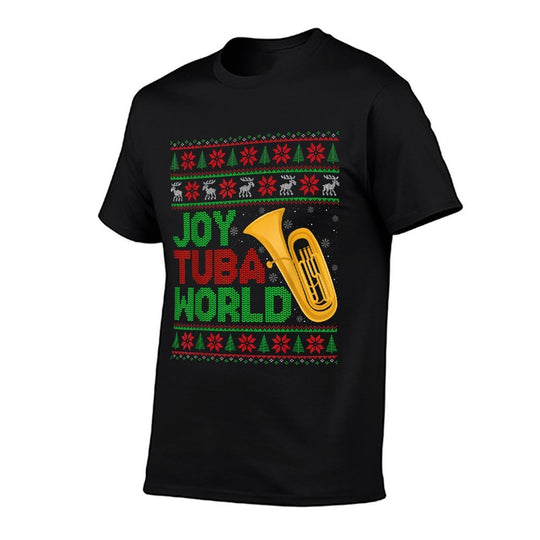 Joy Tuba World Music Lover Xmas Tuba Ugly Christmas  Cotton T-Shirt